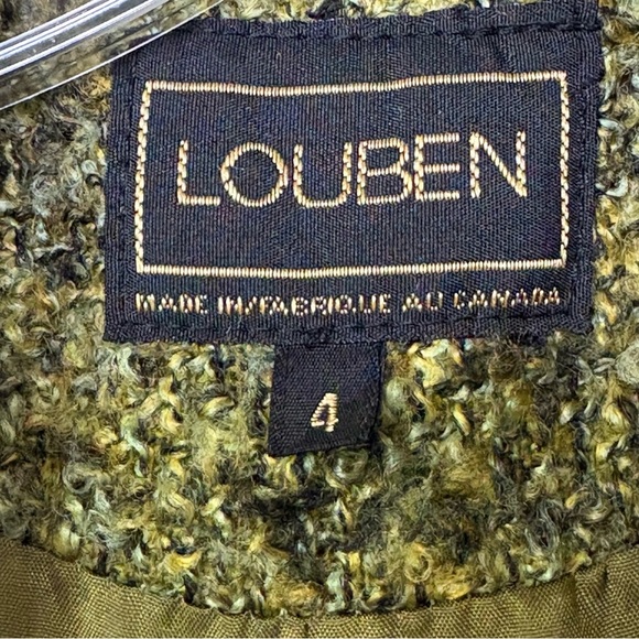 LOUBEN Canada Moss Green Wool Blend Tweed Suit Blazer Jacket 4 Academia Classic - Picture 5 of 16